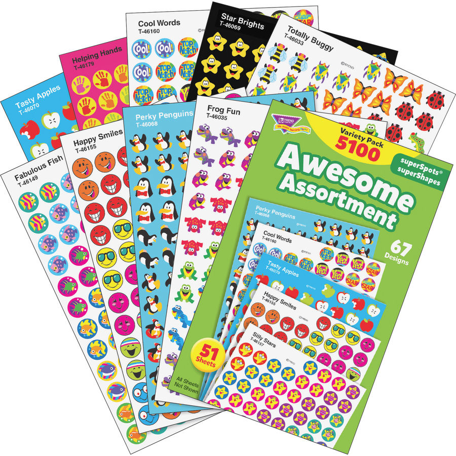 Trend Awesome Assortment Stickers - Varied Shape - Self-adhesive ...