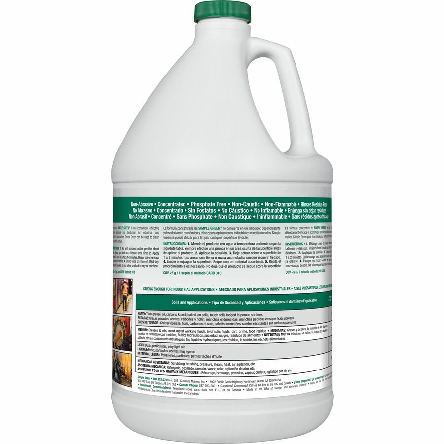 Simple Green Industrial Cleaner/Degreaser - Concentrate - 128 fl oz (4  quart) - Original Scent - 1 Each - Non-toxic, Non-flammable, Non-alcohol,  Pleasant Scent, Non-abrasive - White - Kopy Kat Office