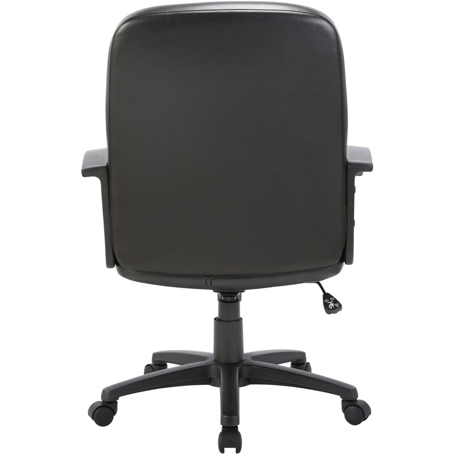 Lorell Chadwick Managerial Leather Mid-Back Chair - Black Leather Seat ...