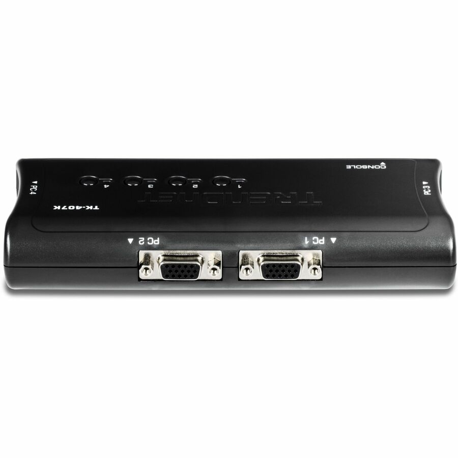 TRENDnet 4-Port USB KVM Switch Kit, VGA And USB Connections, 2048 x 1536 Resolution, Cabling Included, Control Up To 4 Computers, Compliant With Window, Linux, and Mac OS, TK-407K