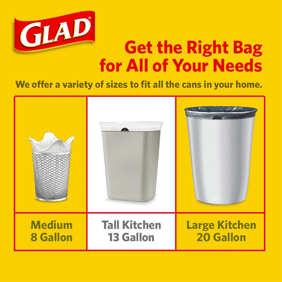 Glad Drawstring Large Trash Bags, 30 gal, 1.05 mil, 30 x 33, Black, 90/Carton