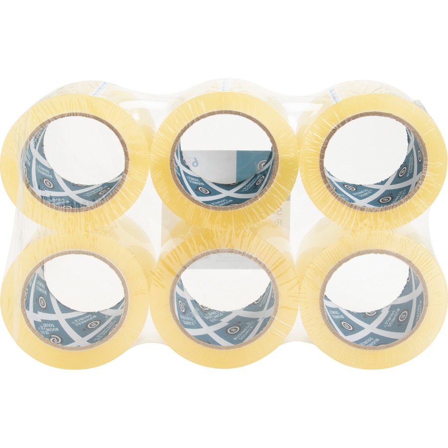 Business Source 2 Packing Tape, Heavy Duty, 2 x 55 yds - 3 Core - 3.54  mil Thickness - Clear - 6/ Pack 