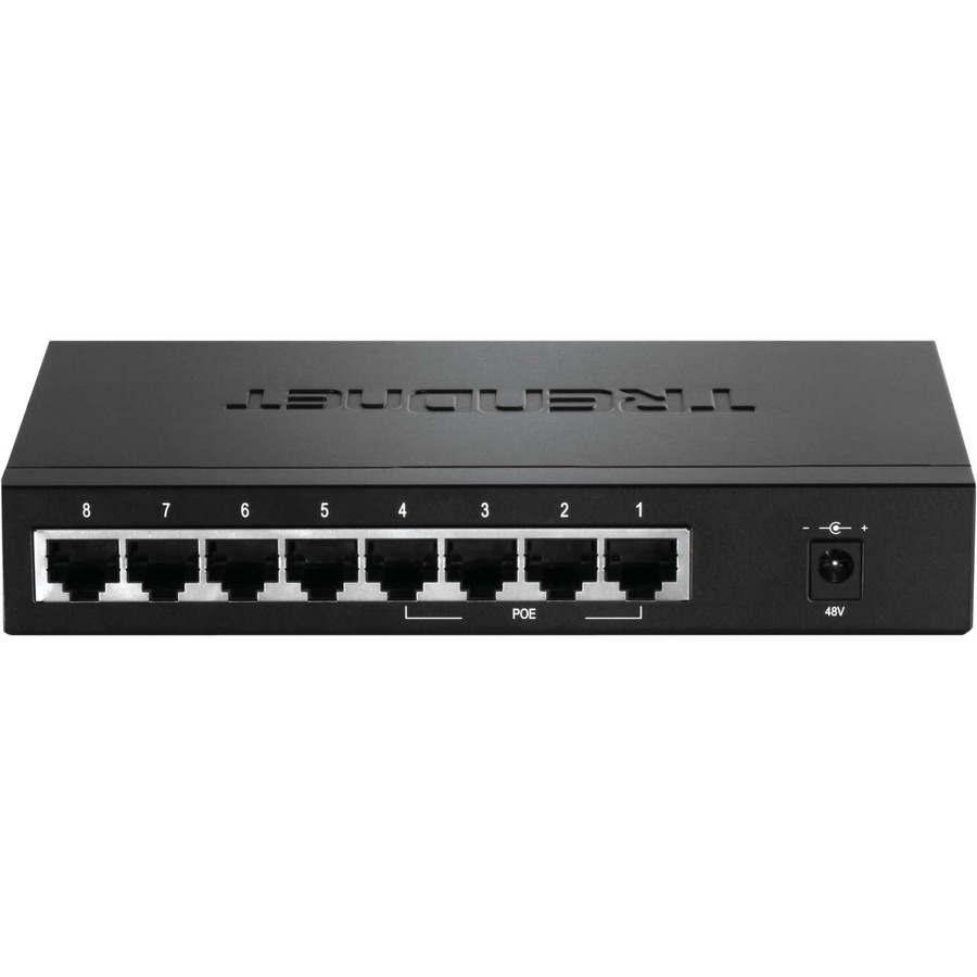 TRENDnet 8-Port 10/100Mbps PoE Switch, 4 x 10/100 Ports, 4 x 10/100 PoE Ports, 30W PoE Power Budget, 1.6 Gbps Switching Capacity, 802.3af, Limited Lifetime Protection, Black, TPE-S44