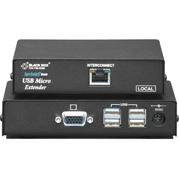Black Box Micro KVM Extender - VGA, USB, Single-Access, CATx