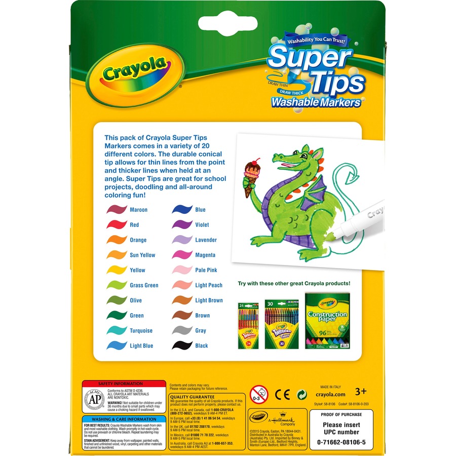 Crayola Super Tips Washable Markers Conical Point Assorted Classic Colors  Box Of 50 - Office Depot