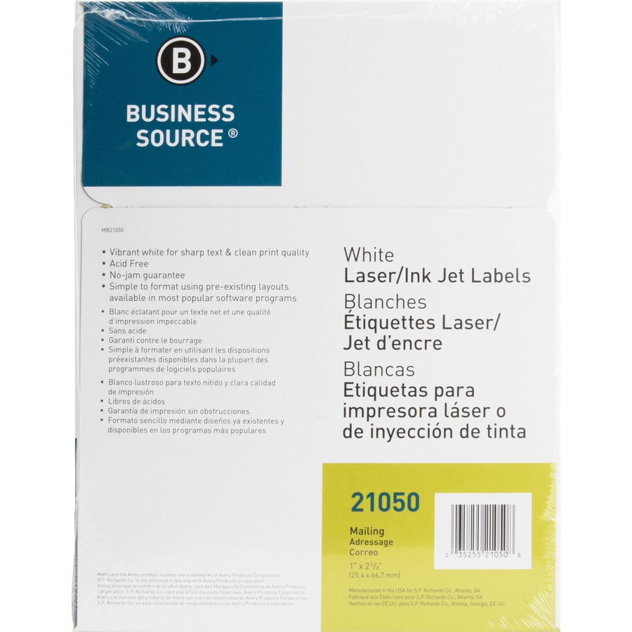 Business source white laser labels 21050 template 10