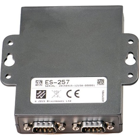 Brainboxes 2 Port RS232 Ethernet to Serial Adapter - DIN Rail Mountable - TAA Compliant