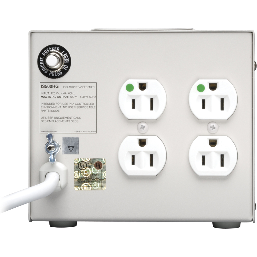 Tripp Lite by Eaton Isolator Series 120V 500W UL 60601-1 Medical-Grade Isolation Transformer with 4 Hospital-Grade Outlets