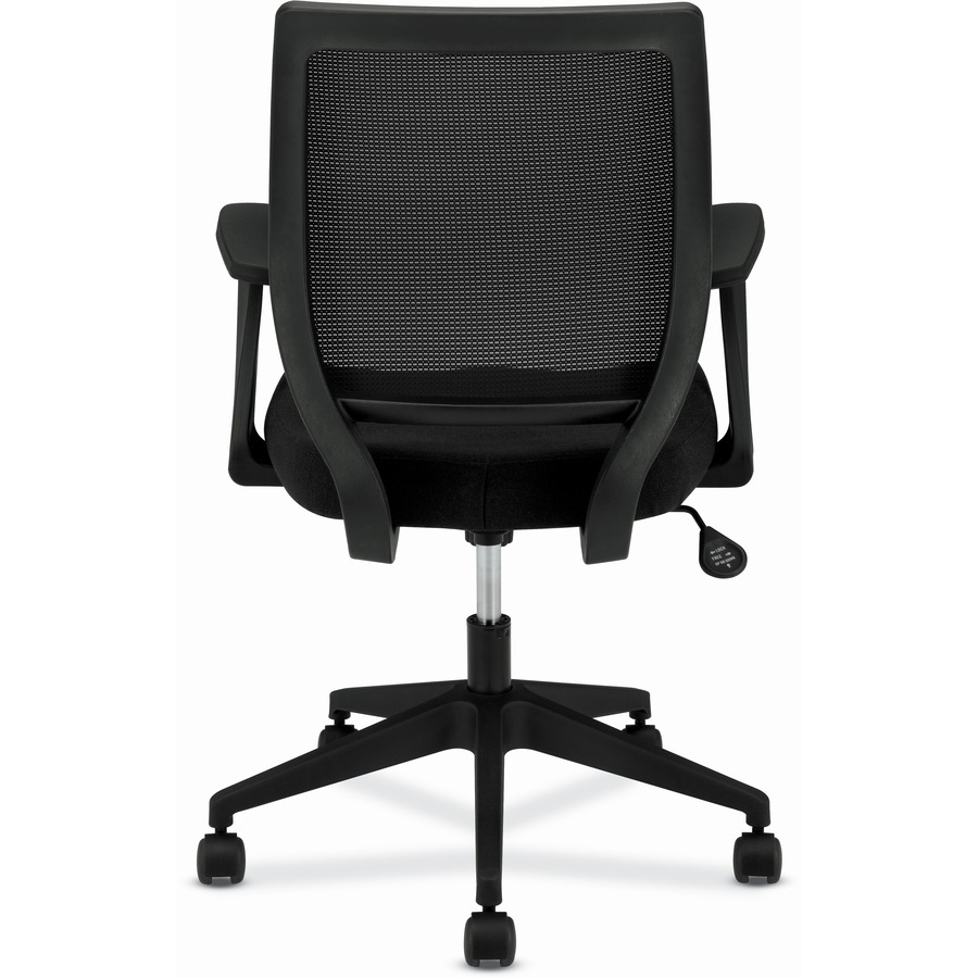 Basyx by HON Mesh Mid-Back Task Chair | Center-Tilt | Fixed Arms | Black Fabric