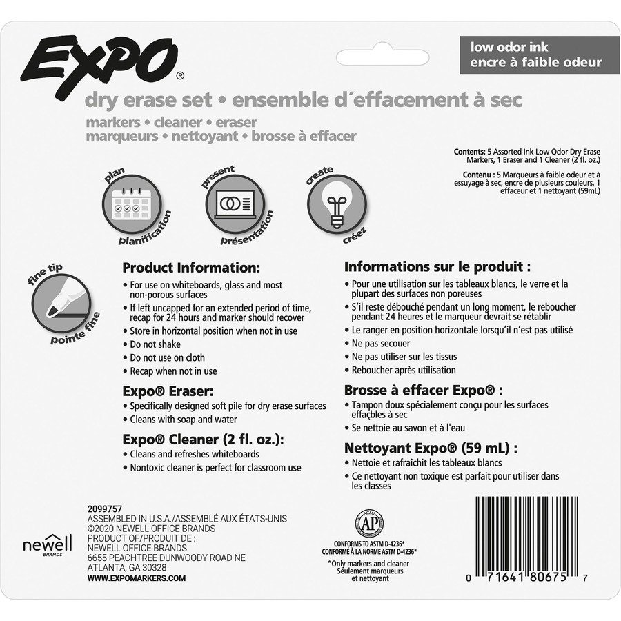 EXPO Low Odor Dry Erase Markers Bullet Tip BlackWhite Barrel Black