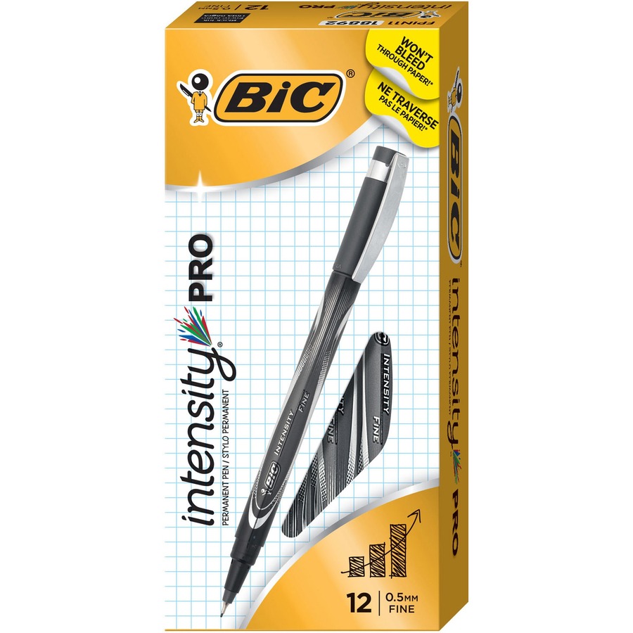 BIC Intensity Fine Tip Permanent Markers, Black, 200-Count Pack, Black  Markers for Teachers and Office Supplies
