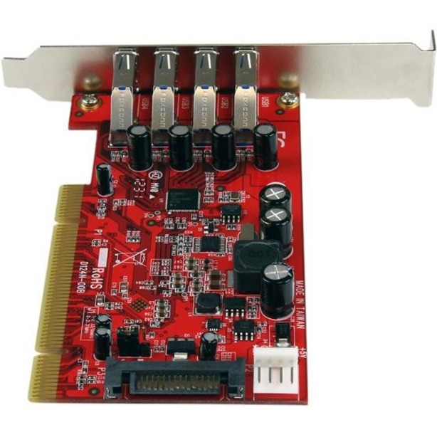 StarTech 4 Port PCI SuperSpeed USB 3.0 Adapter Card with SATA/SP4 Power, 5Gbps, TAA