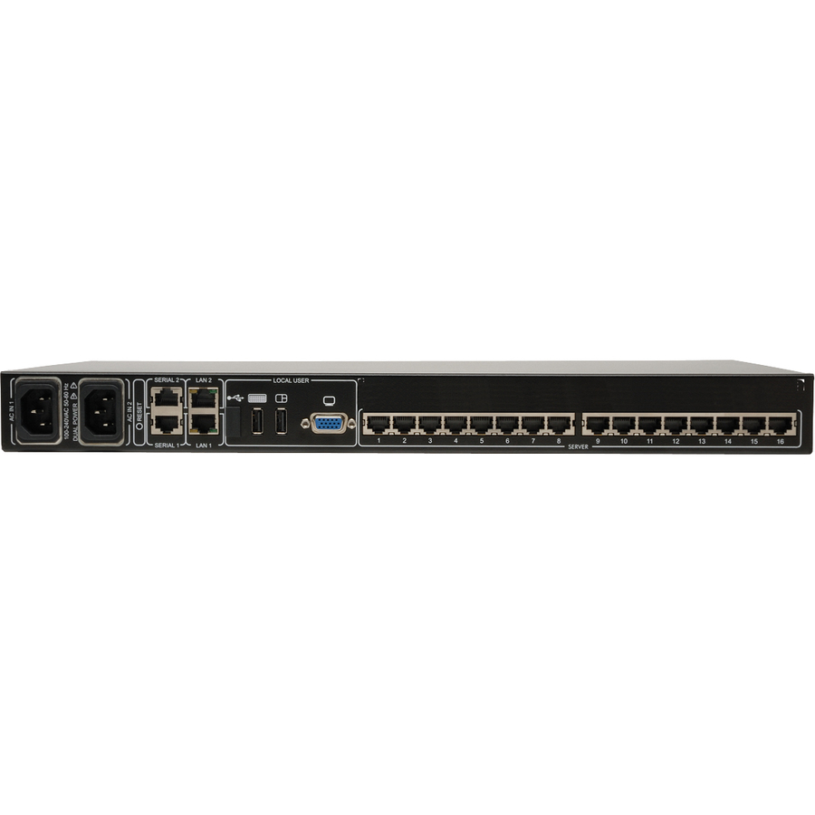 Tripp Lite by Eaton NetCommander 16-Port Cat5 KVM over IP Switch - 2 Remote + 1 Local User 1U Rack-Mount
