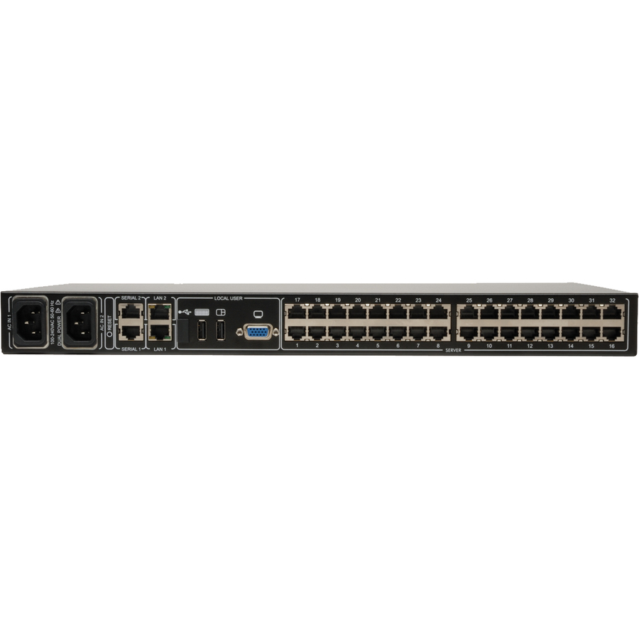 Tripp Lite by Eaton NetCommander 32-Port Cat5 KVM over IP Switch - 2 Remote + 1 Local User 1U Rack-Mount