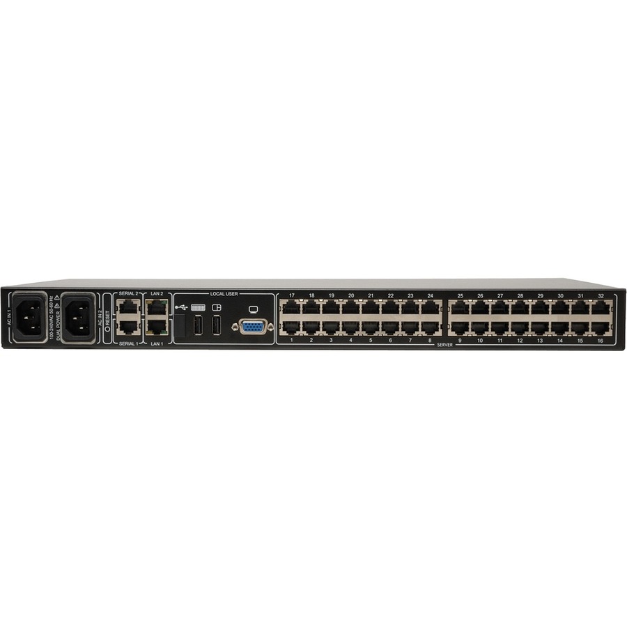 Tripp Lite by Eaton NetCommander 32-Port Cat5 KVM over IP Switch - 2 Remote + 1 Local User 16 USB Dongles 1U Rack-Mount