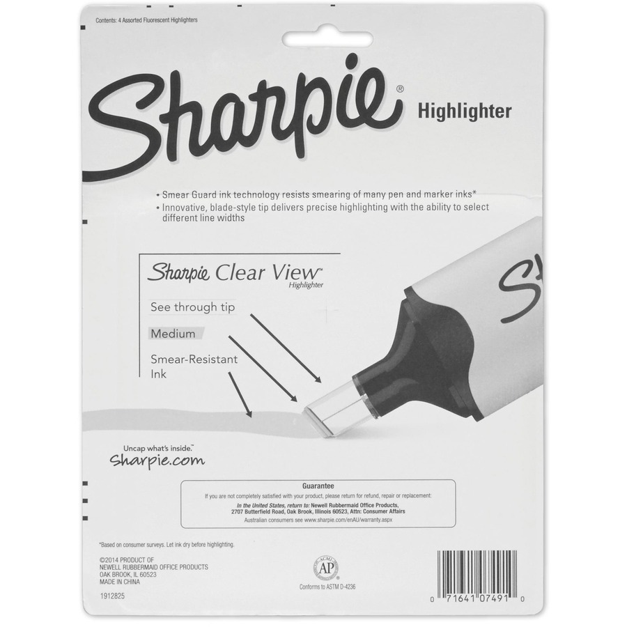 Sharpie Clear View Highlighters, See-Thru Tip, Assorted Colors - 4