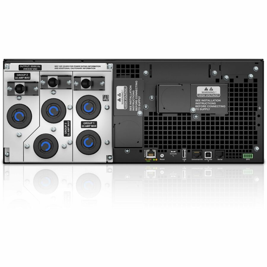 APC Smart-UPS On-Line, 6kVA/6kW, Rackmount 4U, 208V, 2x L6-20R+3x L6-30R NEMA outlets, Network Card+SmartSlot, Extended runtime, W/ rail kit