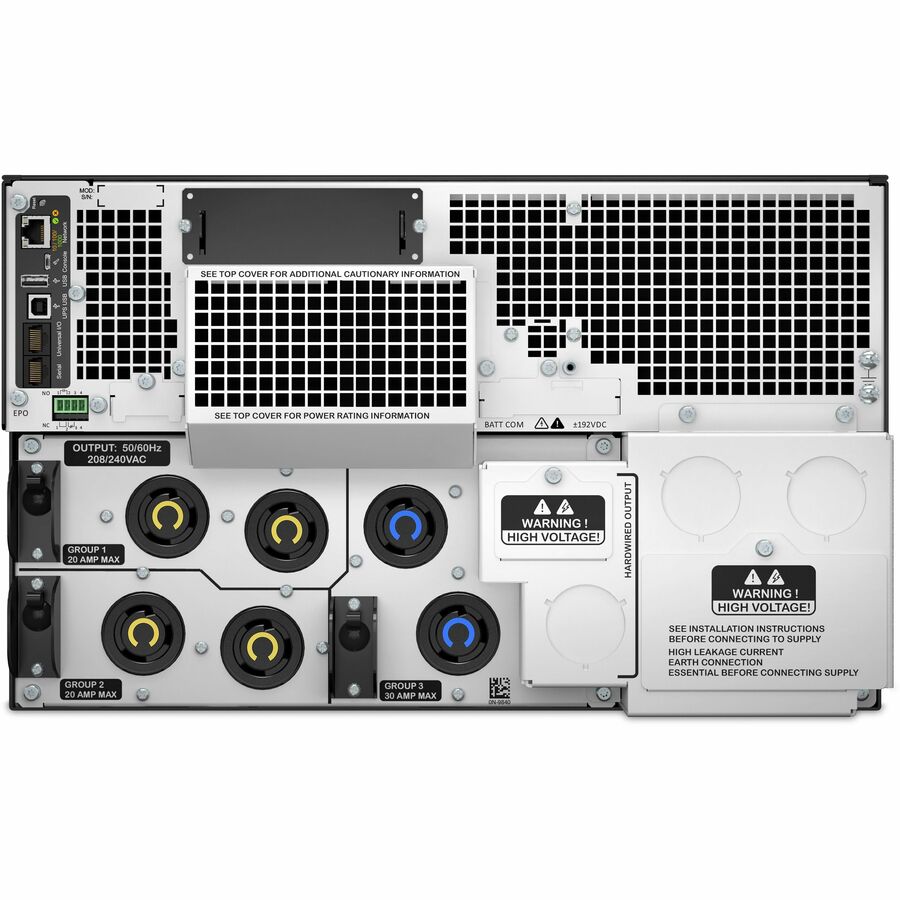 APC Smart-UPS On-Line, 8kVA/8kW, Rackmount 6U, 208V, 4x L6-20R+2x L6-30R NEMA outlets, Network Card+SmartSlot, Extended runtime, W/ rail kit