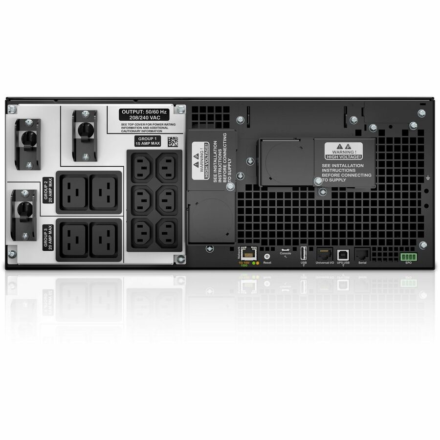 APC Smart-UPS On-Line, 6kVA/6kW, Rackmount 4U, 208V, 6x C13+4x C19 IEC outlets, Network Card+SmartSlot, Extended runtime, W/ rail kit