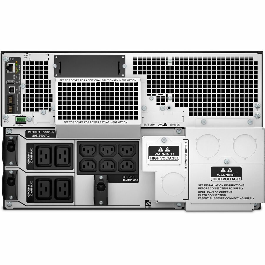 APC Smart-UPS On-Line, 8kVA/8kW, Rackmount 6U, 208V, 6x C13+4x C19 IEC outlets, Network Card+SmartSlot, Extended runtime, W/ rail kit