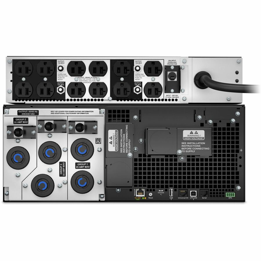APC Smart-UPS On-Line, 6kVA/6kW, Rackmount 6U, 208V, 12x 5-20R+2x L6-20R+2x L6-30R NEMA, Network Card+SmartSlot, W/ transformer 208V-120V, W/ rail kit