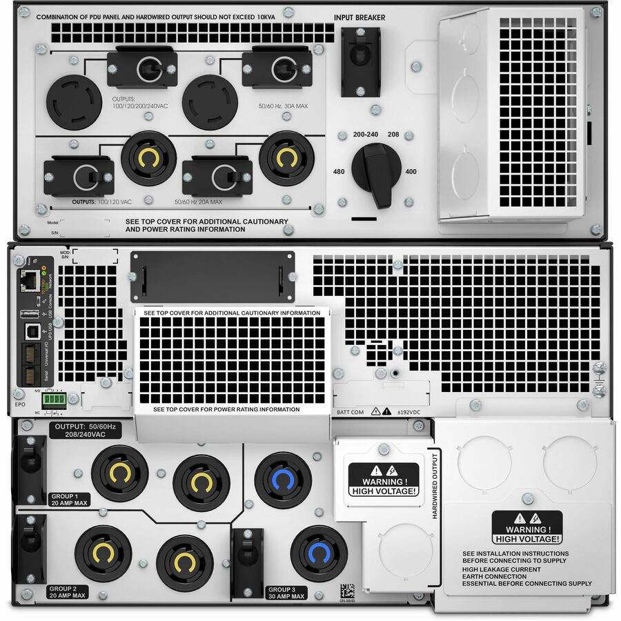 APC Smart-UPS On-Line, 10kVA/10kW,Rackmount 10U, 208V, 2x L5-20R+4x L6-20R+2x L6-30R+2x L14-30R NEMA, NMC,W/ transformer 208V/240V to 120V,W/ rail kit