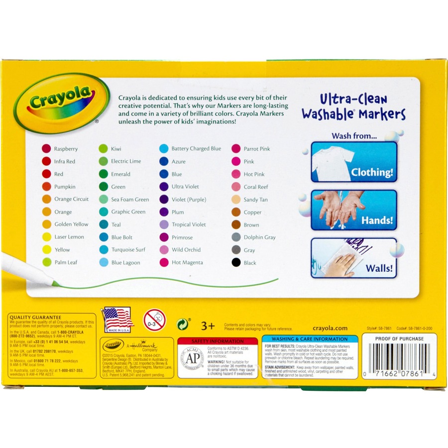  Crayola Washable Marker Classroom Pack, Conical Tip,  Assorted Colors, Pack Of 192 : Learning: Supplies