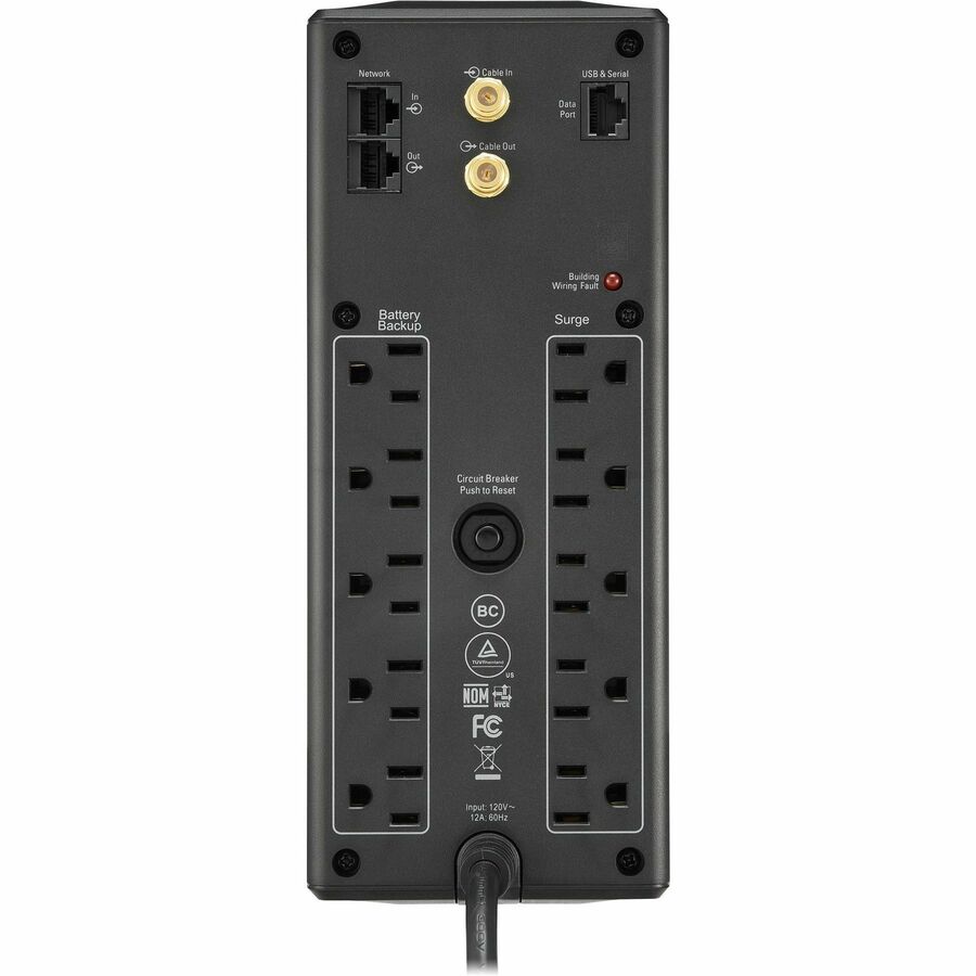 APC Back-UPS 1350, Compact Tower, 1350VA, 120V, AVR, LCD, 10 NEMA outlets (5 surge)