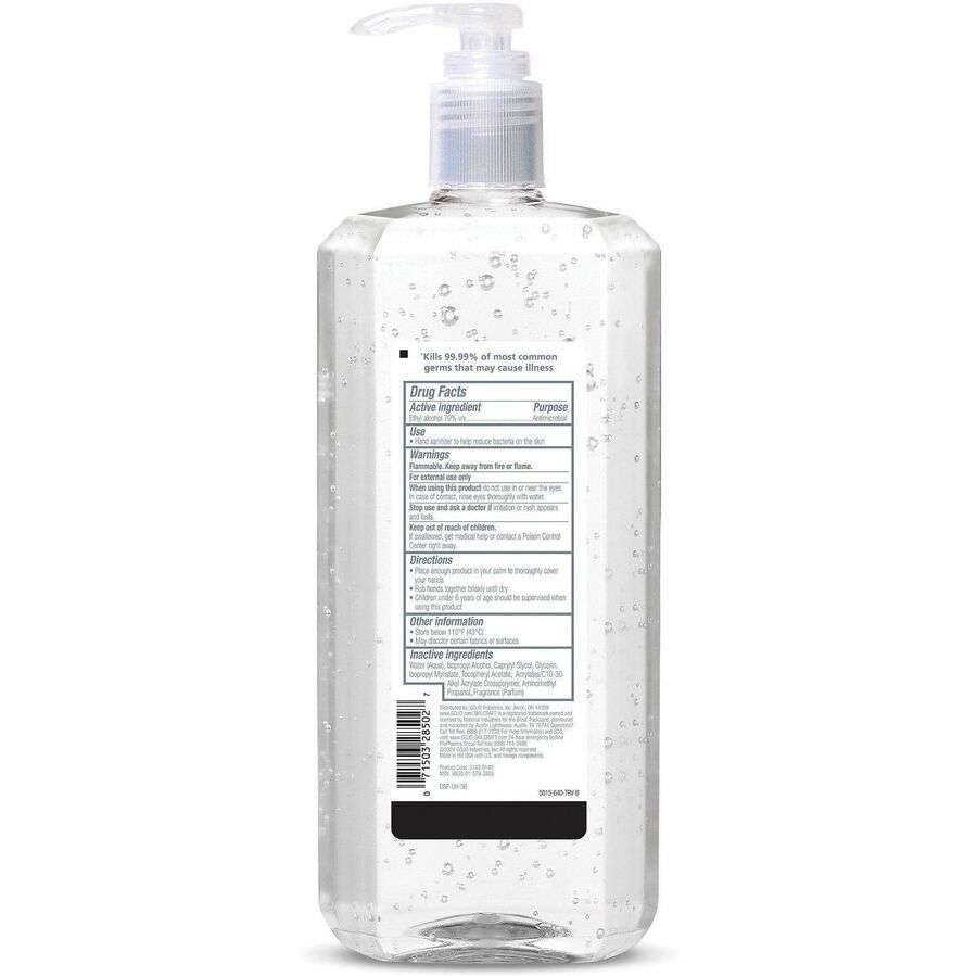 Picture of Hand Sanitizer Gel, 2.11 qt pump bottle, moisturizing non-sticky, translucent, 4/box, 4 EA/BX