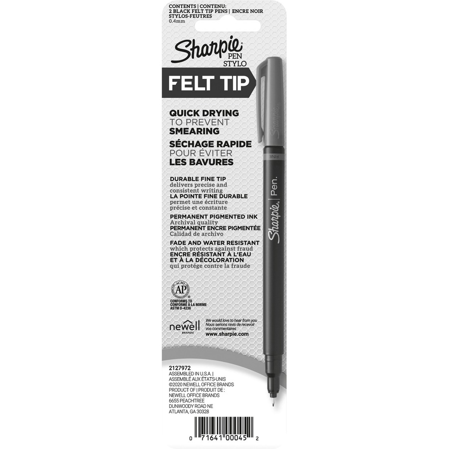  SHARPIE Felt Tip Pens, Fine Point (0.4mm), Black, 12