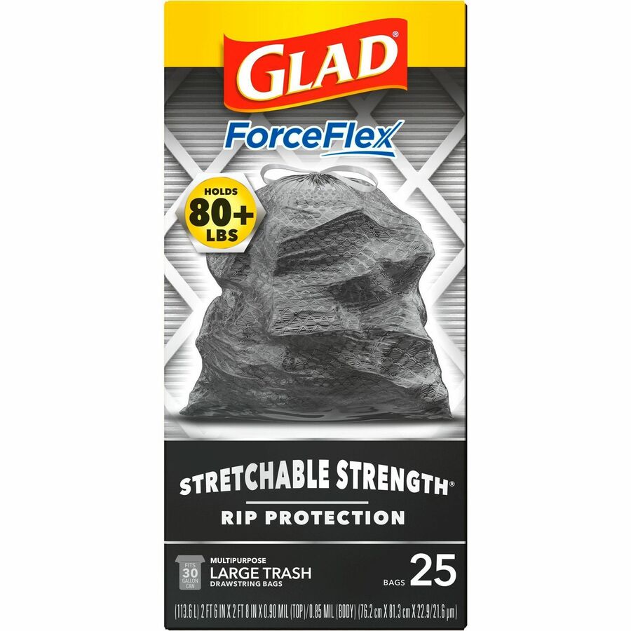 Glad ForceFlexPlus X-Large Kitchen Drawstring Bags - Fresh Clean with  Febreze Freshness - Large Size - 20 gal Capacity - 24.02 Width x 32.01  Length - Drawstring Closure - Gray - 6/Carton 