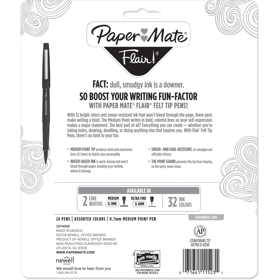 Paper Mate Flair Porous Felt Tip Pen Medium Point Black
