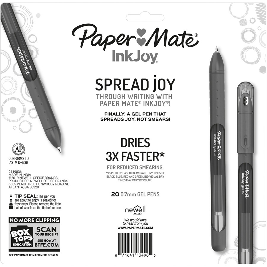 Paper Mate Inkjoy Gel Purple Fine Point 0.5 mm Stick Capped Gel Pen