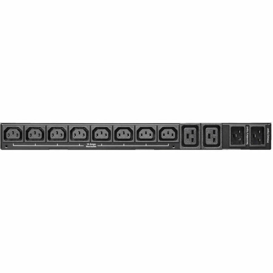 Tripp Lite by Eaton PDU 3.8kW 200-240V Single-Phase ATS/Local Metered PDU - 8 C13 and 2 C19 Outlets Dual C20 Inlets 12 ft. Cords 1U TAA