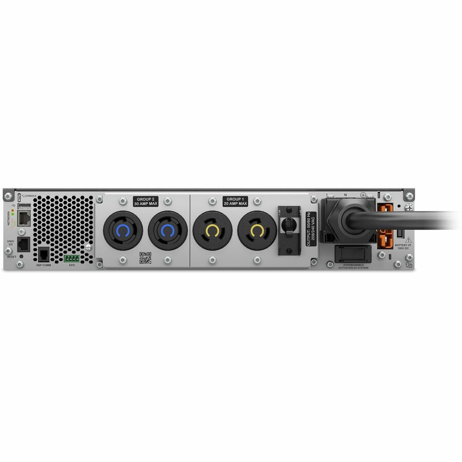 APC Smart-UPS Ultra On-Line, 5000VA, Lithium-ion, Rack/Tower 2U, 208V, 2 L6-20R + 2 L6-30R NEMA outlets, Network Card, Extended runtime, W/rail kit