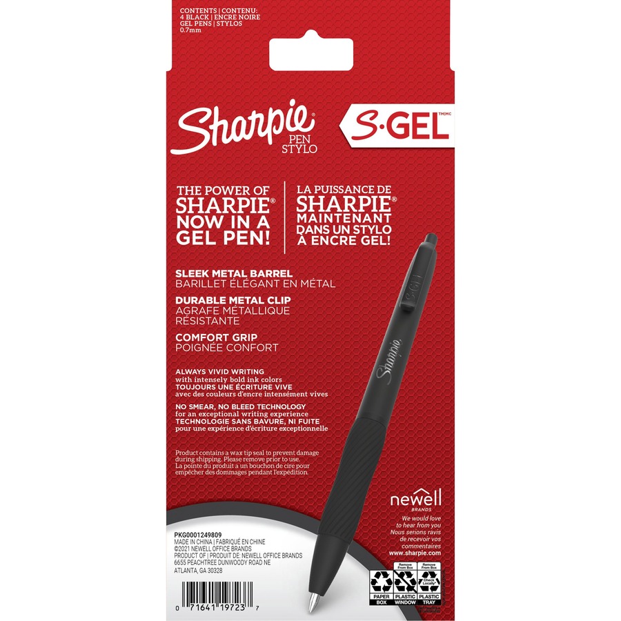 Sharpie S-Gel Retractable Gel Pen, Medium 0.7 mm, Black Ink/Barrel, 36/Pack