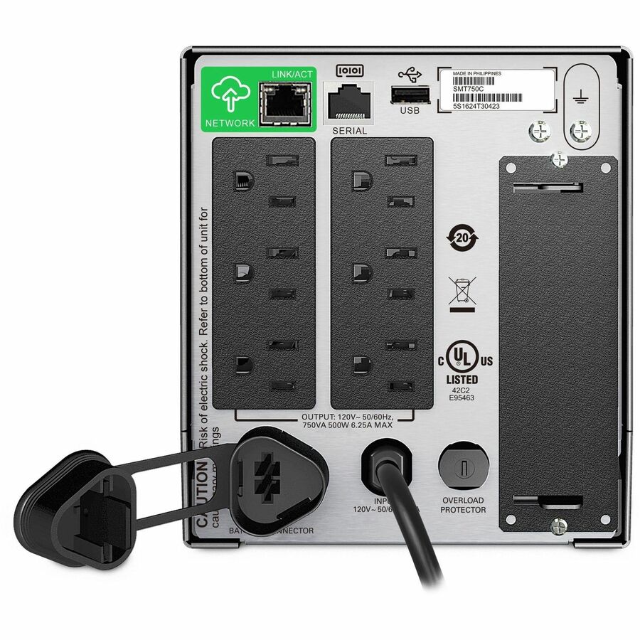 APC Smart-UPS, Line Interactive, 750VA, Tower, 120V, 6x NEMA 5-15R outlets, SmartConnect Port+SmartSlot, AVR, LCD [TAA]