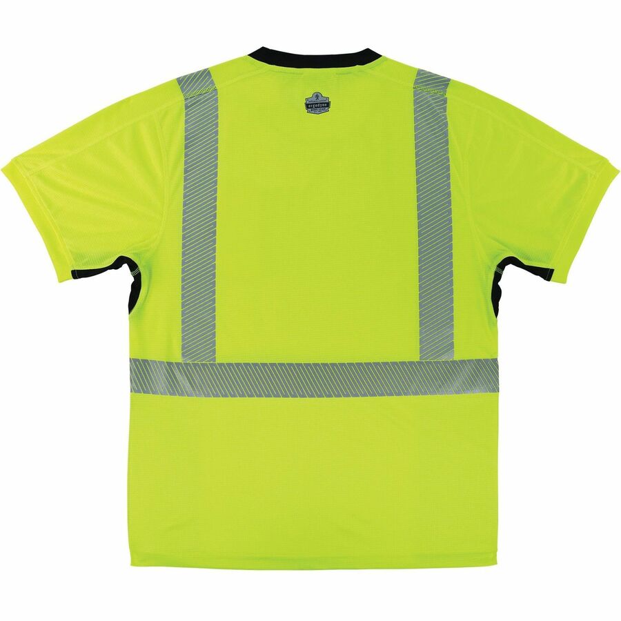 Picture of Lightweight Hi-Vis T-Shirt, Medium, Polyester, Lime/Black, ANSI Type R Class 2, UPF 30+, moisture-wicking, chest pocket, 1 EA