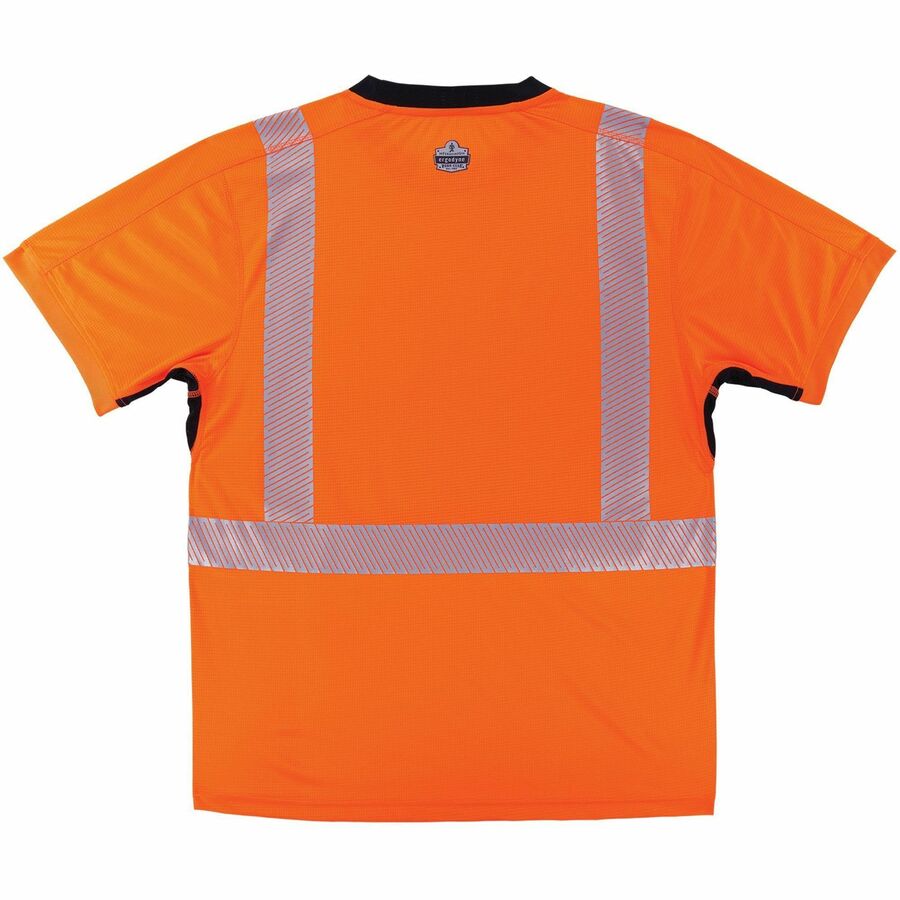 Picture of Lightweight Hi-Vis T-Shirt, XL, Polyester, Black/Orange, ANSI Type R Class 2, UPF 30+, moisture-wicking, chest pocket, 1 EA