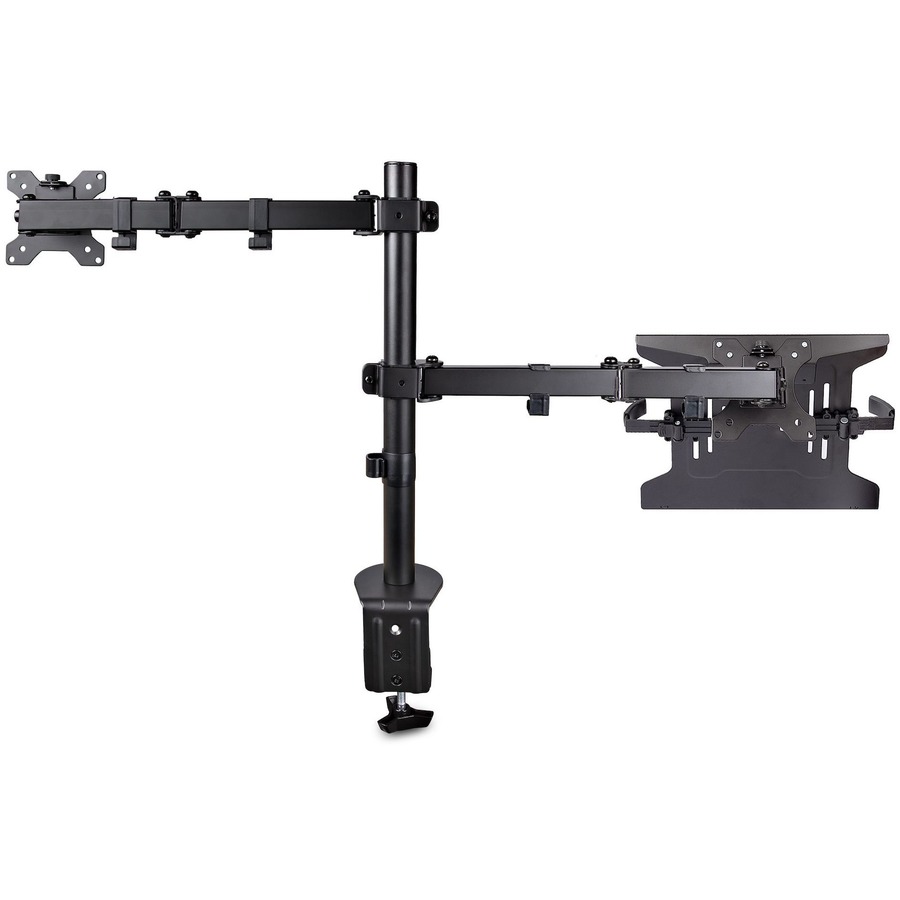 StarTech.com Monitor Arm with VESA Laptop Tray, For a Laptop & Single  Display up to 32 , Adjustable Desk Laptop Arm Mount, C-clamp/Grommet -  This black monitor and laptop mount for desk