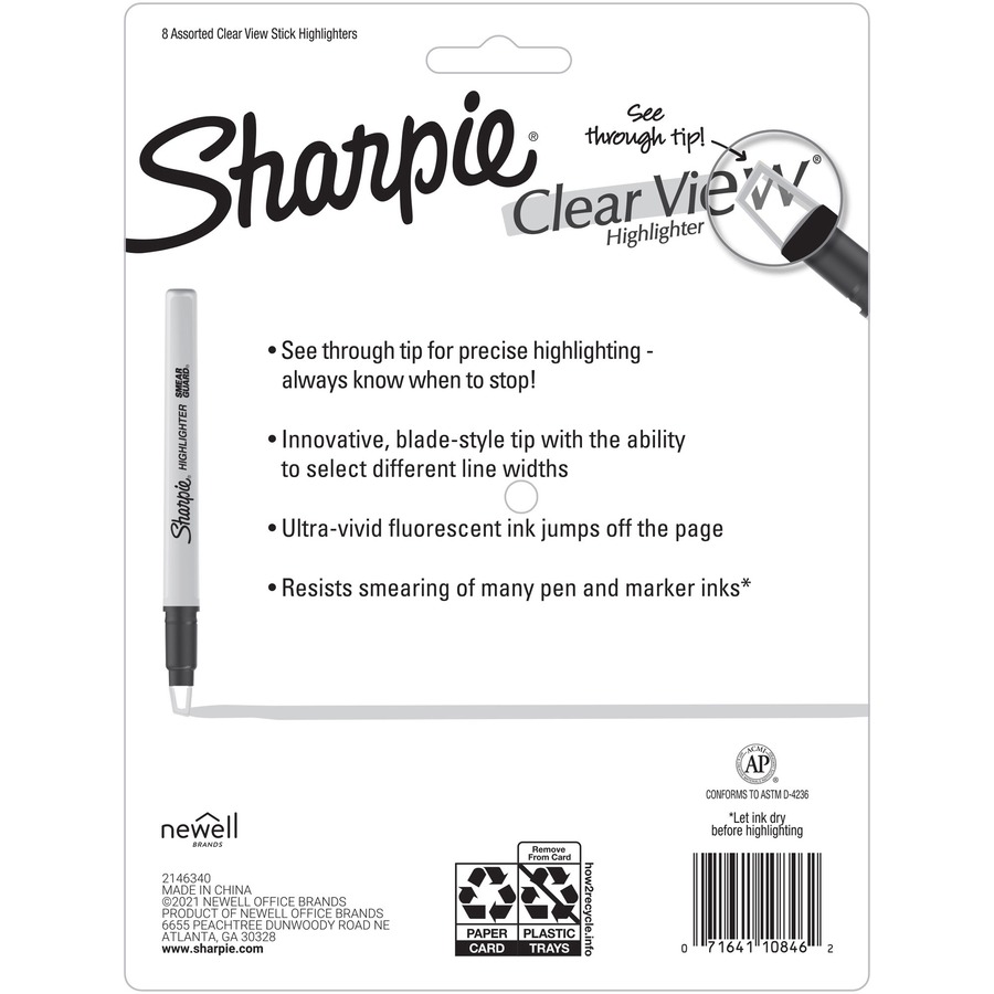 Sharpie Clear View Highlighters Fine Chisel Tip Assorted Colors Pack Of 3 -  Office Depot