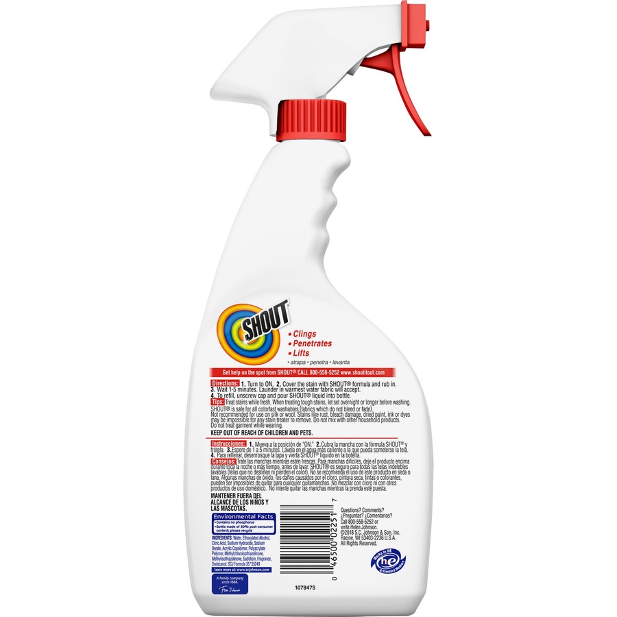 Shout Laundry Stain Remover - Concentrate - 8 / Carton - Clear