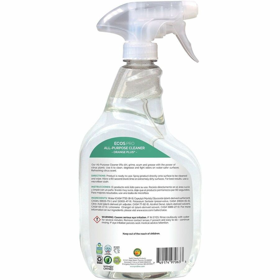 Picture of Orange Plus All-Purpose Cleaner & Degreaser, ready-to-use spray, 32 oz, citrus scent, clear, 6 EA/CT