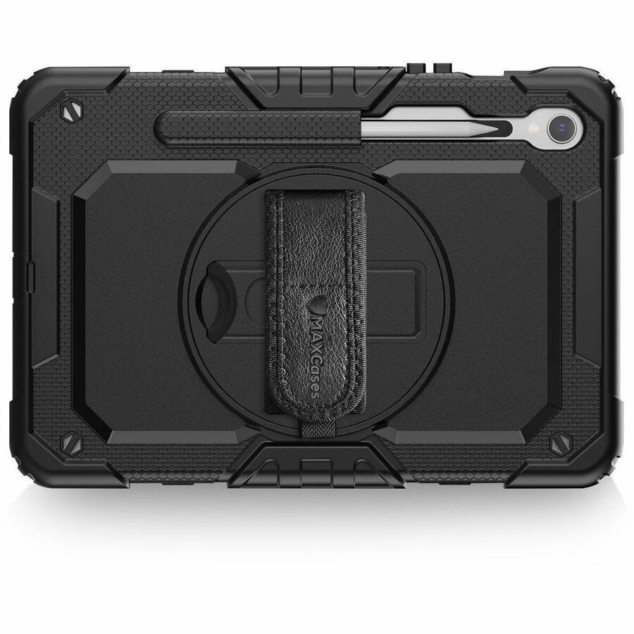 Black shield case for Samsung Galaxy Tab S9, S9 FE, and S10 FE 10.9 in tablets — rear view