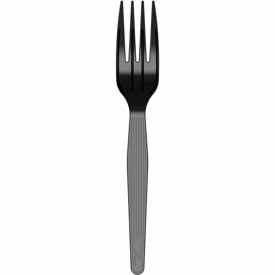 Picture of Wrapped Plastic Forks Bulk, 1000/CT, Black/White, 1 CT