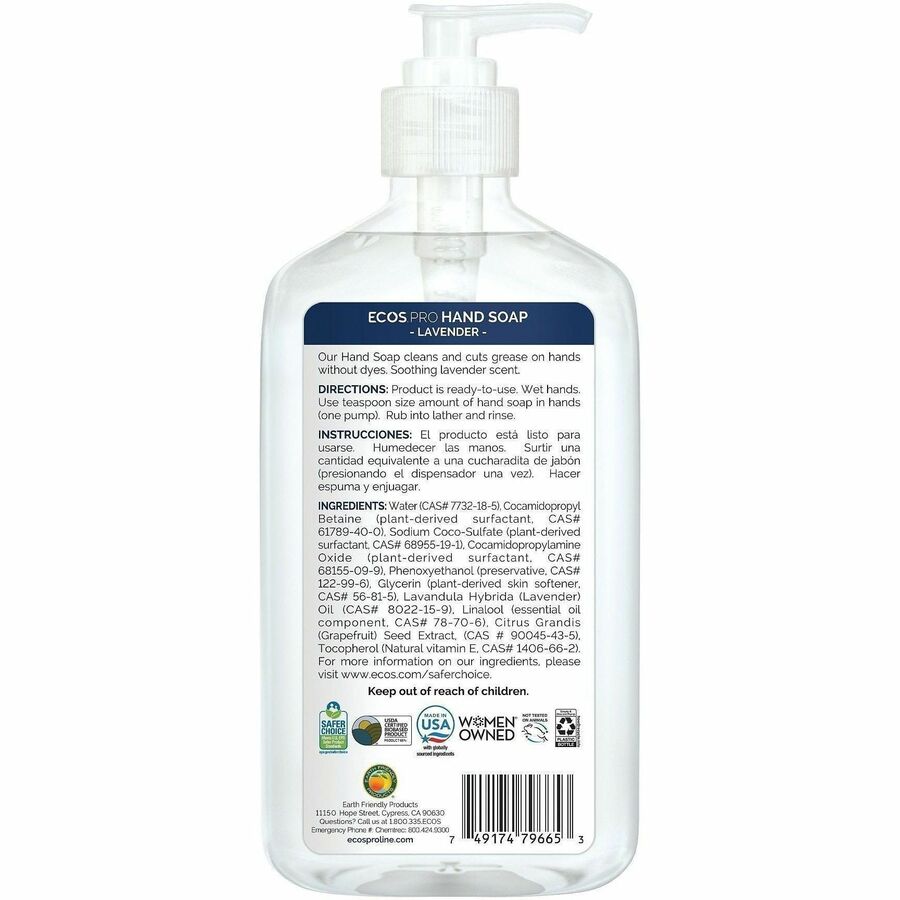 Picture of Liquid Hand Soap, Lavender scent, 17 oz pump dispenser, moisturizing, clear, 6 EA/CT