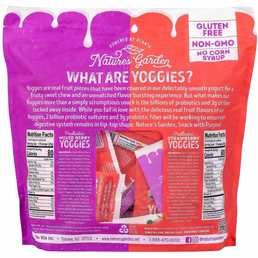 Picture of Nature's Garden Probiotic Yoggies, 0.7 oz, bite-size yogurt snacks, assorted, 30/CT