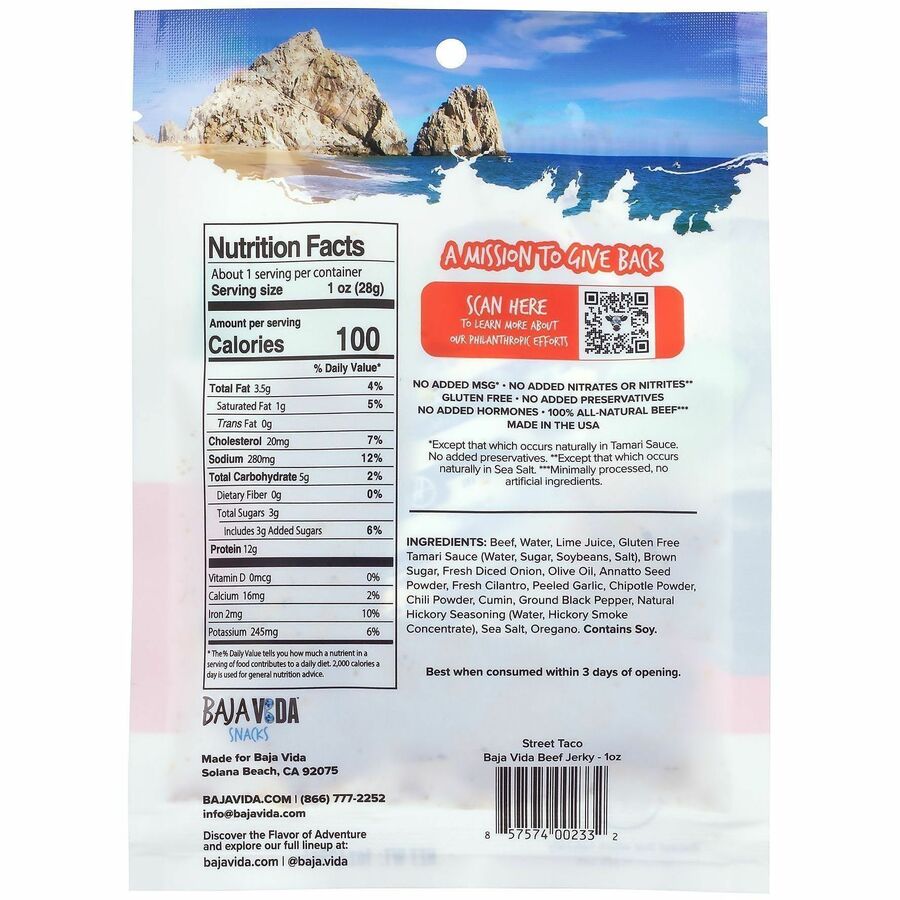 Picture of Taco Flavored Beef Jerky, single-serve, 12/CT