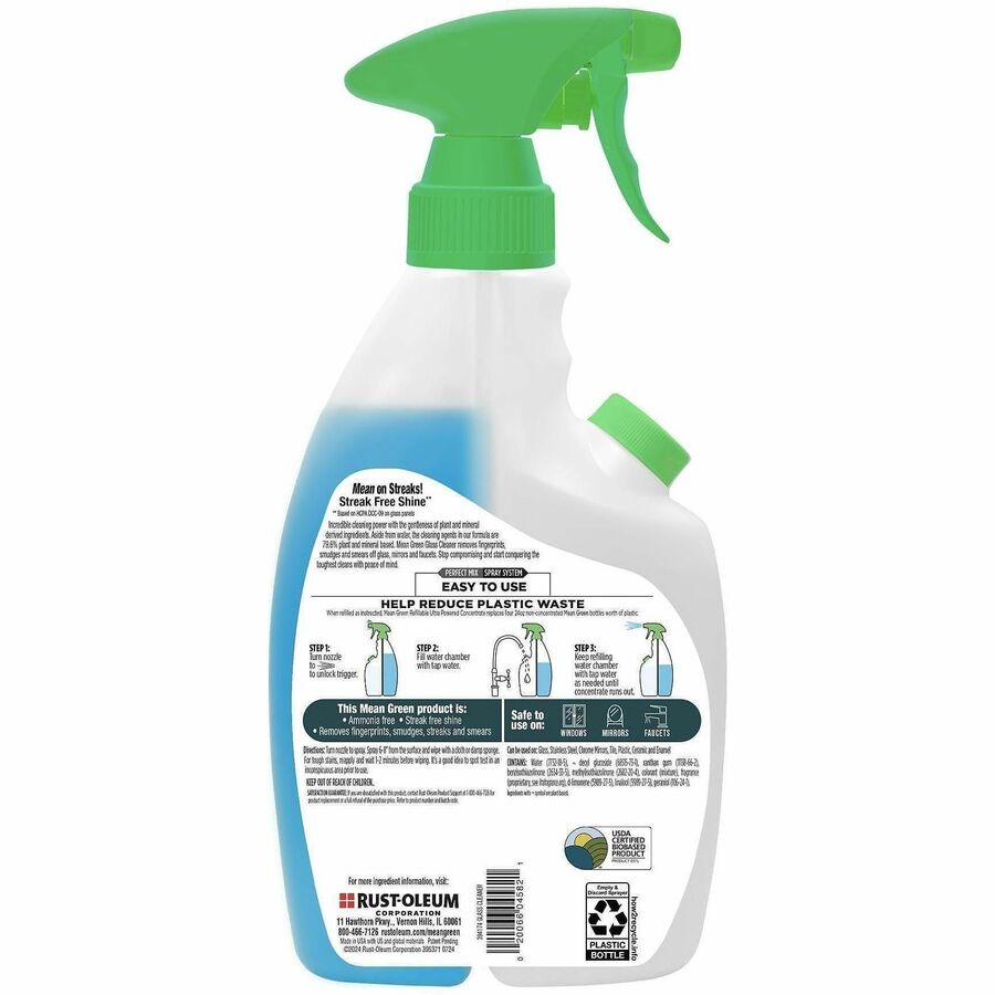 Picture of Refillable Glass Cleaner Concentrate Spray, 28.6 oz, pH 11.5, Fresh Scent, Ammonia-free, 6 EA/CT