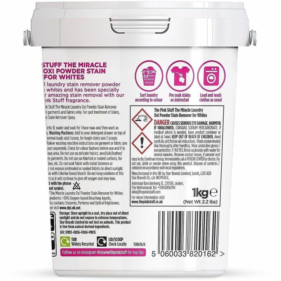 Picture of Laundry Oxi Powder Stain Remover, 35.2 oz, Fresh Scent, Cruelty-free, White, Multipurpose, 6 EA/CT